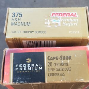 2 box lot of 375 H&H mag 300gr trophy bonded safari grade