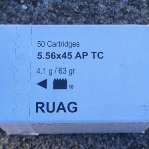 Sealed 50 round box of Swiss P tungsten core 63 grain 5.56