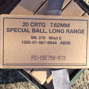 308 caliber M316 Mod 0 175 grain long range special ball match grade box of 20