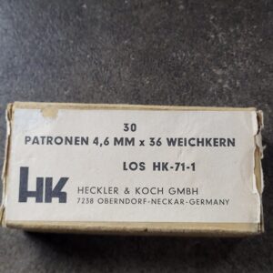 30 round box of 4.6x36 Hk "spoon tip" ammo